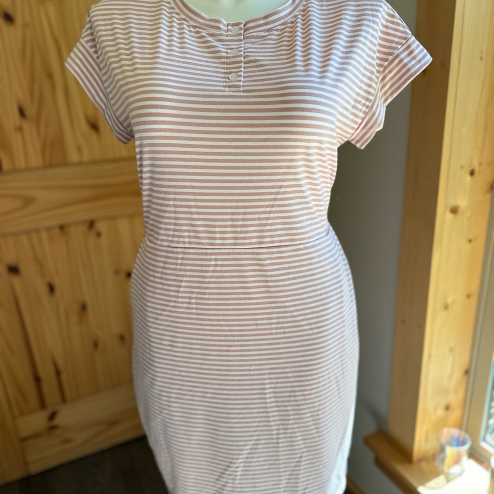 Striped Pink and White Casual Dress